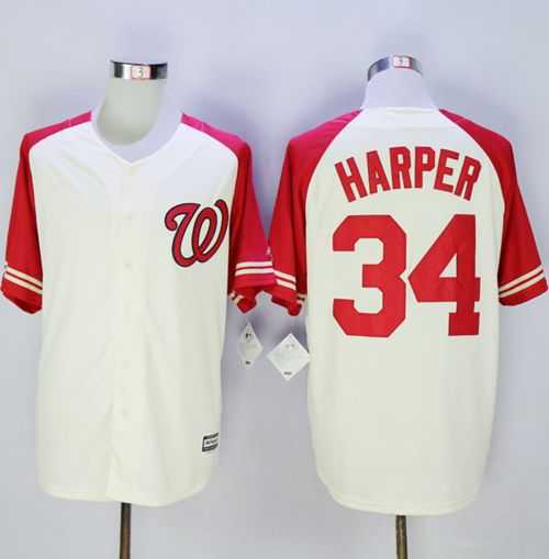 Washington Nationals #34 Bryce Harper CreamRed Exclusive New Cool Base Stitched MLB Jersey,We sell and wholesale Washington Nationals #34 Bryce Harper CreamRed Exclusive New Cool Base Stitched MLB Jersey on line form chian!