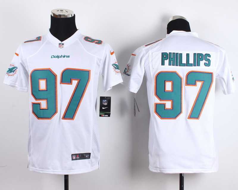 Glued Youth Nike Miami Dolphins #97 Phillips White Team Color Game Jersey WEM,We sell and wholesale Glued Youth Nike Miami Dolphins #97 Phillips White Team Color Game Jersey WEM on line form chian!