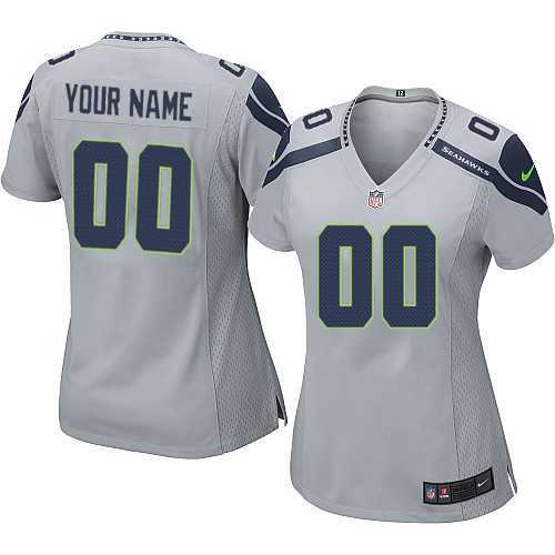 Women Nike Seattle Seahawks Customized Gray Team Color Stitched NFL Game Jersey,We sell and wholesale Women Nike Seattle Seahawks Customized Gray Team Color Stitched NFL Game Jersey on line form chian!