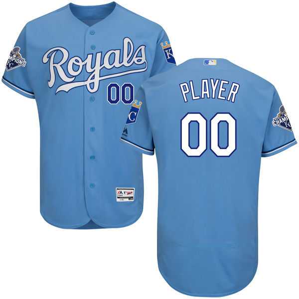 Kansas City Royal Blues Customized Majestic Flexbase World Series Champions Stitched Baseball WEM Jersey - Light Blue,We sell and wholesale Kansas City Royal Blues Customized Majestic Flexbase World Series Champions Stitched Baseball WEM Jersey - Light Blue on line form chian!