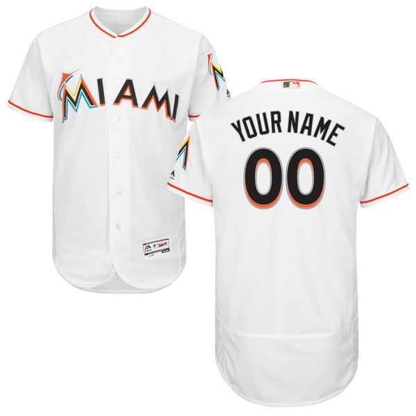 Miami Marlins Customized Majestic Flexbase Collection Stitched Baseball WEM Jersey - White,We sell and wholesale Miami Marlins Customized Majestic Flexbase Collection Stitched Baseball WEM Jersey - White on line form chian!