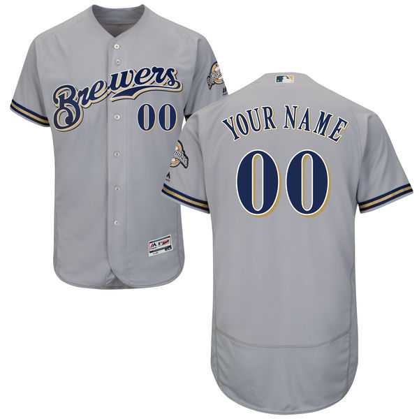 Milwaukee Brewers Customized Majestic Flexbase Collection Stitched Baseball WEM Jersey - Gray,We sell and wholesale Milwaukee Brewers Customized Majestic Flexbase Collection Stitched Baseball WEM Jersey - Gray on line form chian!