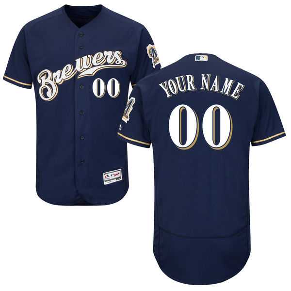 Milwaukee Brewers Customized Majestic Flexbase Collection Stitched Baseball WEM Jersey - Navy Blue,We sell and wholesale Milwaukee Brewers Customized Majestic Flexbase Collection Stitched Baseball WEM Jersey - Navy Blue on line form chian!