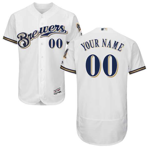 Milwaukee Brewers Customized Majestic Flexbase Collection Stitched Baseball WEM Jersey - White,We sell and wholesale Milwaukee Brewers Customized Majestic Flexbase Collection Stitched Baseball WEM Jersey - White on line form chian!