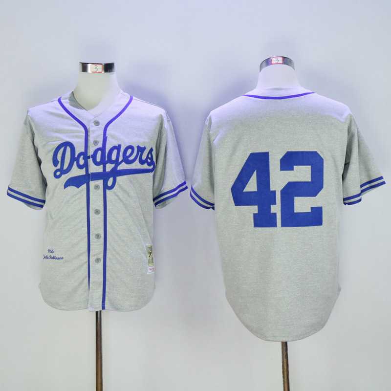 Los Angeles Dodgers #42 Jackie Robinson Mitchell And Ness 1955 Gray Stitched Baseball Jersey,We sell and wholesale Los Angeles Dodgers #42 Jackie Robinson Mitchell And Ness 1955 Gray Stitched Baseball Jersey on line form chian!