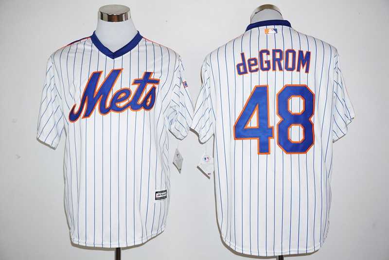 New York Mets #48 Jacob DeGrom Mitchell and Ness 25TH Patch White (Blue Strip) New Cool Base Stitched Jersey,We sell and wholesale New York Mets #48 Jacob DeGrom Mitchell and Ness 25TH Patch White (Blue Strip) New Cool Base Stitched Jersey on line form chian!