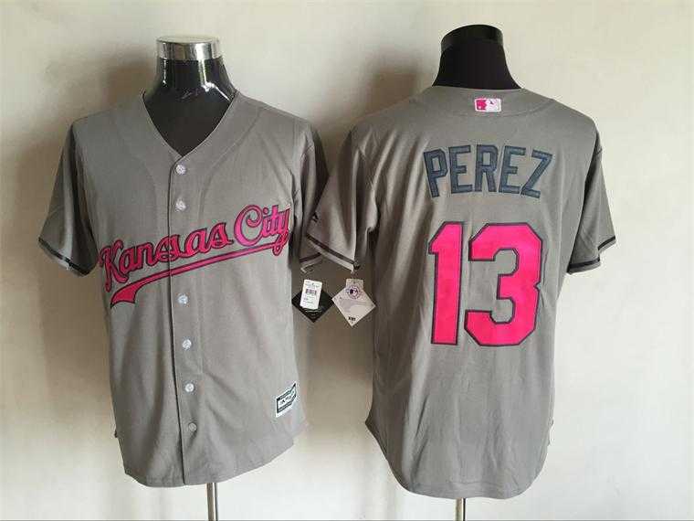 Kansas City Royals #13 Salvador Perez Gray Road 2016 Mother's Day Flex Base Stitched Jersey,We sell and wholesale Kansas City Royals #13 Salvador Perez Gray Road 2016 Mother's Day Flex Base Stitched Jersey on line form chian!