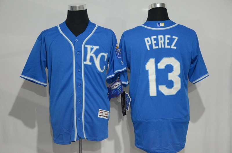 Kansas City Royals #13 Salvador Perez Light Blue KC 2016 Flexbase Collection Stitched Baseball Jersey,We sell and wholesale Kansas City Royals #13 Salvador Perez Light Blue KC 2016 Flexbase Collection Stitched Baseball Jersey on line form chian!