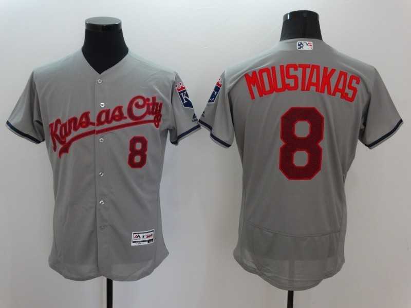 Kansas City Royals #8 Mike Moustakas USA Independence Day Gray 2016 Flexbase Collection Stitched Baseball Jersey,We sell and wholesale Kansas City Royals #8 Mike Moustakas USA Independence Day Gray 2016 Flexbase Collection Stitched Baseball Jersey on line form chian!
