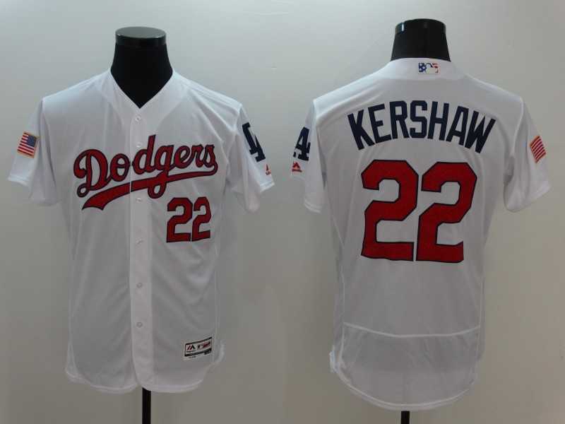 Los Angeles Dodgers #22 Clayton Kershaw White USA Independence Day 2016 Flexbase Collection Stitched Baseball Jersey,We sell and wholesale Los Angeles Dodgers #22 Clayton Kershaw White USA Independence Day 2016 Flexbase Collection Stitched Baseball Jersey on line form chian!