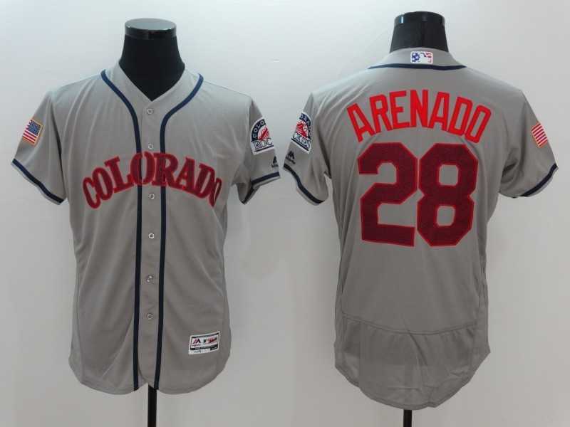 Colorado Rockies #28 Nolan Arenado Gray USA Independence Day 2016 Flexbase Collection Stitched Jersey,We sell and wholesale Colorado Rockies #28 Nolan Arenado Gray USA Independence Day 2016 Flexbase Collection Stitched Jersey on line form chian!