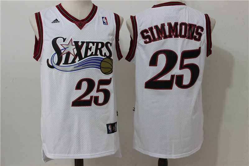 Philadelphia 76ers #25 Simmons White Swingman Throwback Stitched NBA Jersey,We sell and wholesale Philadelphia 76ers #25 Simmons White Swingman Throwback Stitched NBA Jersey on line form chian!