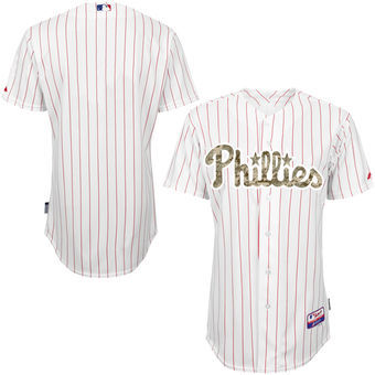 Philadelphia Phillies Customized White (Red Pinstripe) Camo Cool Base Stitched Baseball Jersey,We sell and wholesale Philadelphia Phillies Customized White (Red Pinstripe) Camo Cool Base Stitched Baseball Jersey on line form chian!