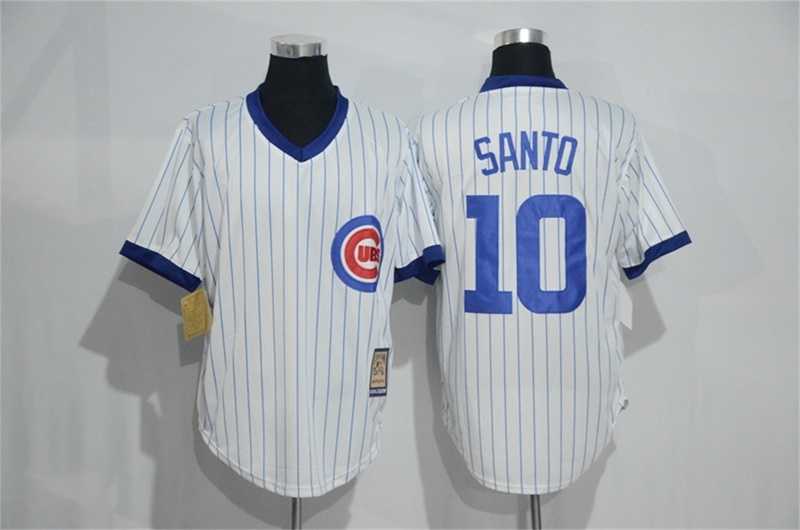 Chicago Cubs #10 Ron Santo Mitchell And Ness White Strip Pullover Stitched Jersey,We sell and wholesale Chicago Cubs #10 Ron Santo Mitchell And Ness White Strip Pullover Stitched Jersey on line form chian!