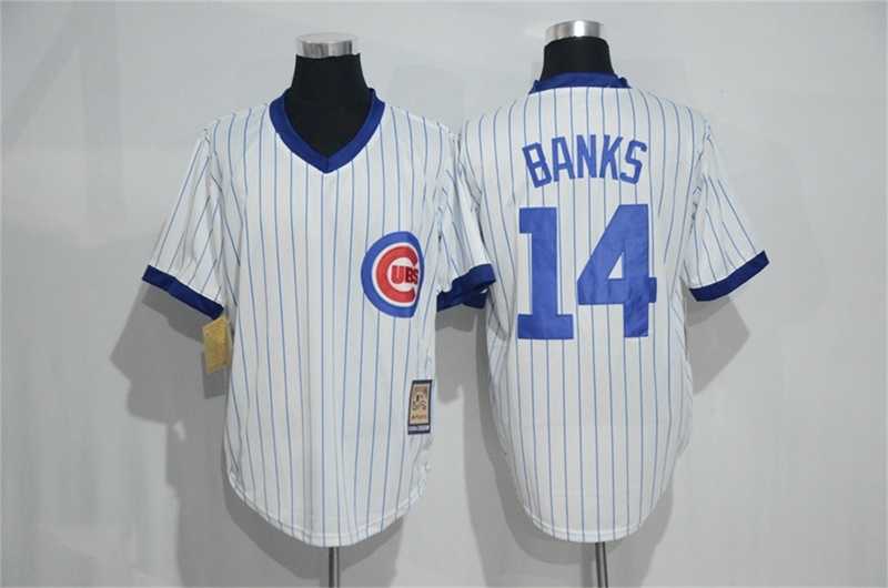 Chicago Cubs #14 Ernie Banks Mitchell And Ness White Strip Pullover Stitched Jersey,We sell and wholesale Chicago Cubs #14 Ernie Banks Mitchell And Ness White Strip Pullover Stitched Jersey on line form chian!