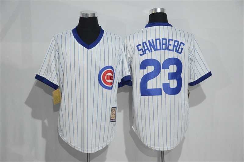 Chicago Cubs #23 Ryne Sandberg Mitchell And Ness White Strip Pullover Stitched Jersey,We sell and wholesale Chicago Cubs #23 Ryne Sandberg Mitchell And Ness White Strip Pullover Stitched Jersey on line form chian!