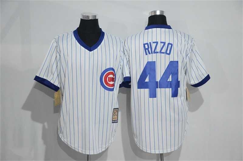 Chicago Cubs #44 Anthony Rizzo Mitchell And Ness White Strip Pullover Stitched Jersey,We sell and wholesale Chicago Cubs #44 Anthony Rizzo Mitchell And Ness White Strip Pullover Stitched Jersey on line form chian!