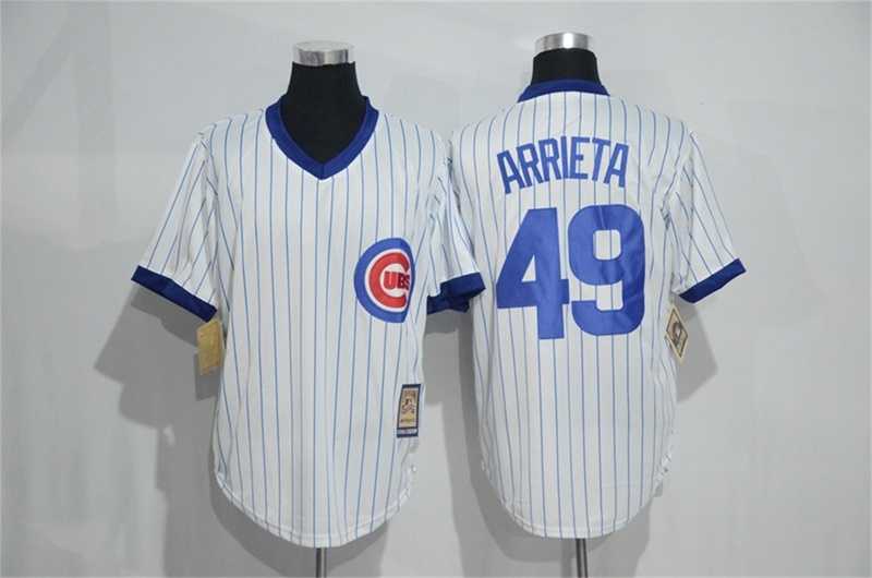 Chicago Cubs #49 Jake Arrieta Mitchell And Ness White Strip Pullover Stitched Jersey,We sell and wholesale Chicago Cubs #49 Jake Arrieta Mitchell And Ness White Strip Pullover Stitched Jersey on line form chian!