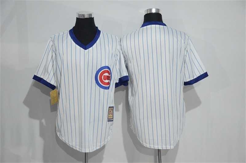Chicago Cubs Customized Men's Mitchell And Ness White Strip Pullover Stitched Jersey,We sell and wholesale Chicago Cubs Customized Men's Mitchell And Ness White Strip Pullover Stitched Jersey on line form chian!