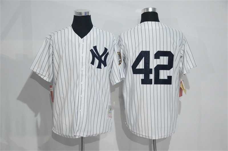 New York Yankees #42 Mariano Rivera Mitchell And Ness White Strip Stitched Baseball Jersey,We sell and wholesale New York Yankees #42 Mariano Rivera Mitchell And Ness White Strip Stitched Baseball Jersey on line form chian!