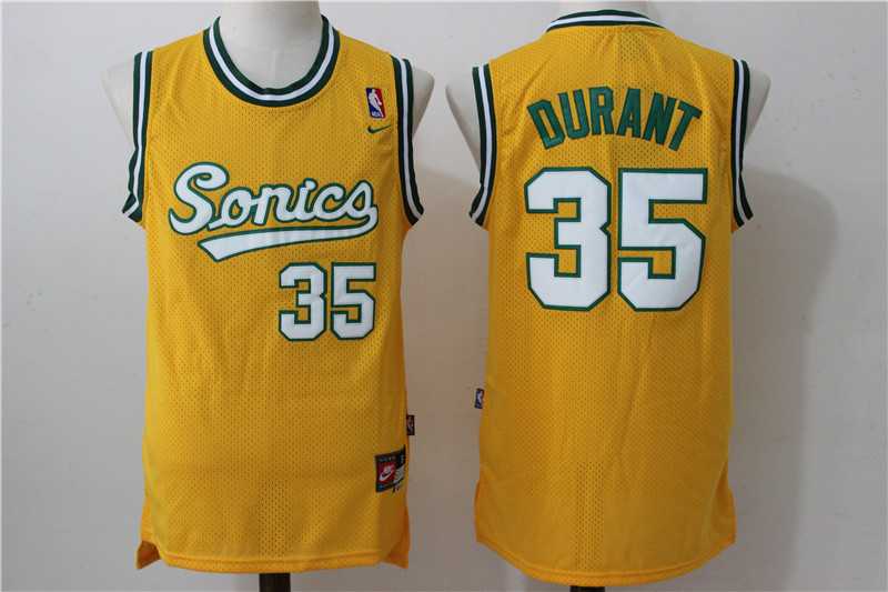 Seattle Supersonics #35 Kevin Durant Throwback Yellow Swingman Stitched Jersey,We sell and wholesale Seattle Supersonics #35 Kevin Durant Throwback Yellow Swingman Stitched Jersey on line form chian!