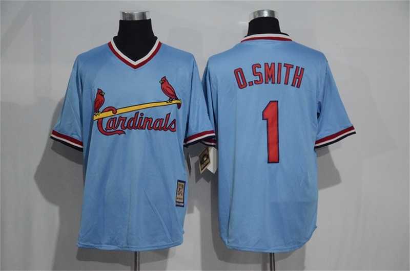 St. Louis Cardinals #1 Ozzie Smith Mitchell And Ness Blue Stitched Pullover Jersey,We sell and wholesale St. Louis Cardinals #1 Ozzie Smith Mitchell And Ness Blue Stitched Pullover Jersey on line form chian!