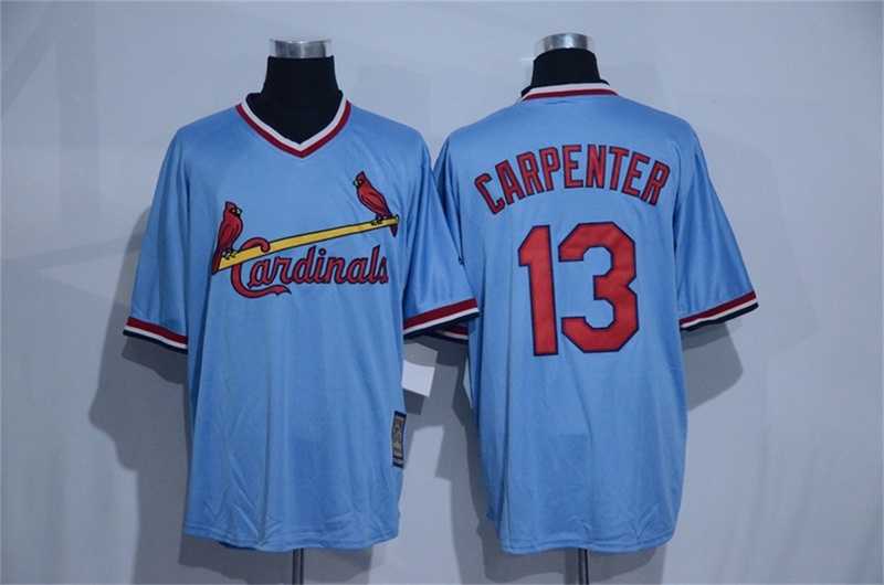 St. Louis Cardinals #13 Matt Carpenter Mitchell And Ness Blue Stitched Pullover Jersey,We sell and wholesale St. Louis Cardinals #13 Matt Carpenter Mitchell And Ness Blue Stitched Pullover Jersey on line form chian!