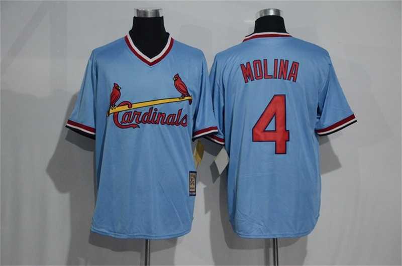 St. Louis Cardinals #4 Yadier Molina Mitchell And Ness Blue Stitched Pullover Jersey,We sell and wholesale St. Louis Cardinals #4 Yadier Molina Mitchell And Ness Blue Stitched Pullover Jersey on line form chian!
