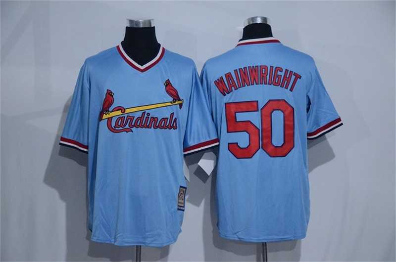 St. Louis Cardinals #50 Adam Wainwright Mitchell And Ness Blue Stitched Pullover Jersey,We sell and wholesale St. Louis Cardinals #50 Adam Wainwright Mitchell And Ness Blue Stitched Pullover Jersey on line form chian!