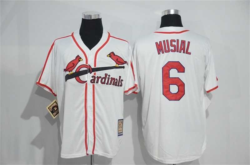 St. Louis Cardinals #6 Stan Musial Mitchell And Ness Cream Stitched Jersey,We sell and wholesale St. Louis Cardinals #6 Stan Musial Mitchell And Ness Cream Stitched Jersey on line form chian!