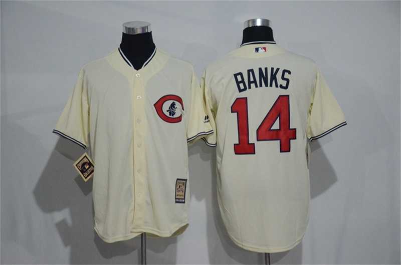 Chicago Cubs #14 Ernie Banks Mitchell And Ness Cream Stitched Baseball Jersey,We sell and wholesale Chicago Cubs #14 Ernie Banks Mitchell And Ness Cream Stitched Baseball Jersey on line form chian!