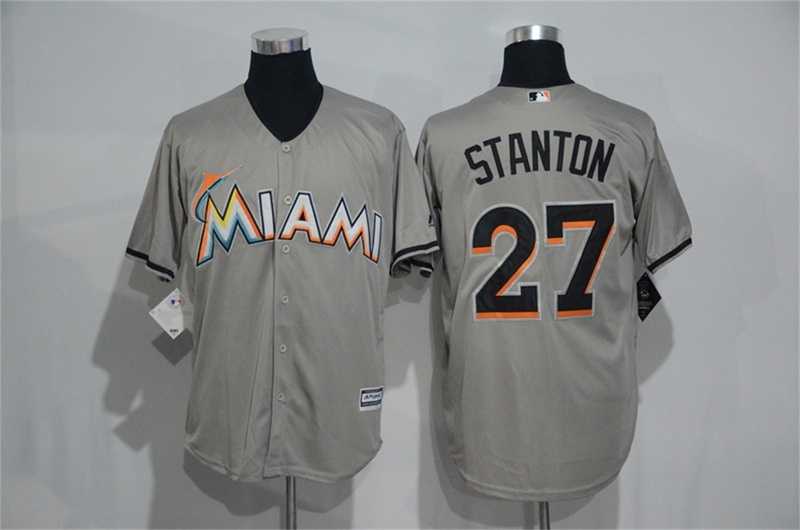 Miami Marlins #27 Giancarlo Stanton Gray New Cool Base Stitched Baseball Jersey,We sell and wholesale Miami Marlins #27 Giancarlo Stanton Gray New Cool Base Stitched Baseball Jersey on line form chian!