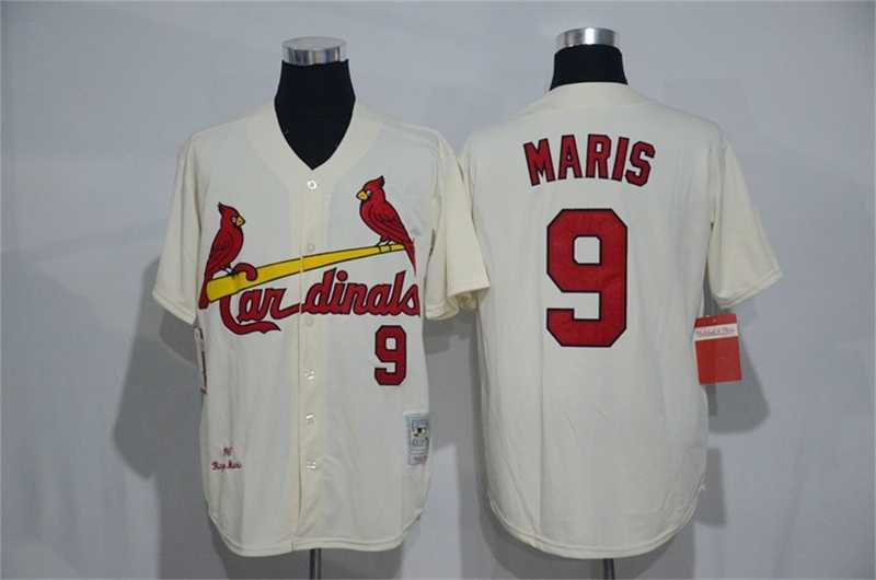 St. Louis Cardinals #9 Roger Maris Mitchell And Ness Cream Stitched Baseball Jersey,We sell and wholesale St. Louis Cardinals #9 Roger Maris Mitchell And Ness Cream Stitched Baseball Jersey on line form chian!