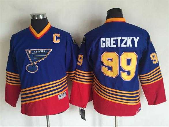 Youth St. Louis Blues #99 Wayne Gretzky Blue CCM Throwback Stitched NHL Jersey,We sell and wholesale Youth St. Louis Blues #99 Wayne Gretzky Blue CCM Throwback Stitched NHL Jersey on line form chian!