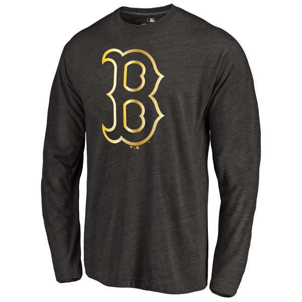Men's Boston Red Sox Gold Collection Long Sleeve Tri-Blend T-Shirt LanTian - Black,We sell and wholesale Men's Boston Red Sox Gold Collection Long Sleeve Tri-Blend T-Shirt LanTian - Black on line form chian!