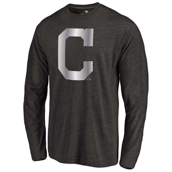 Men's Cleveland Indians Platinum Collection Long Sleeve Tri-Blend T-Shirt LanTian - Black,We sell and wholesale Men's Cleveland Indians Platinum Collection Long Sleeve Tri-Blend T-Shirt LanTian - Black on line form chian!