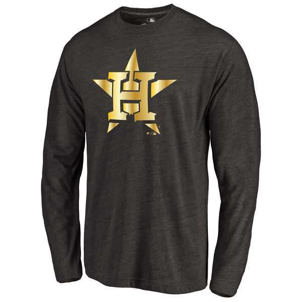 Men's Houston Astros Gold Collection Long Sleeve Tri-Blend T-Shirt LanTian - Black,We sell and wholesale Men's Houston Astros Gold Collection Long Sleeve Tri-Blend T-Shirt LanTian - Black on line form chian!