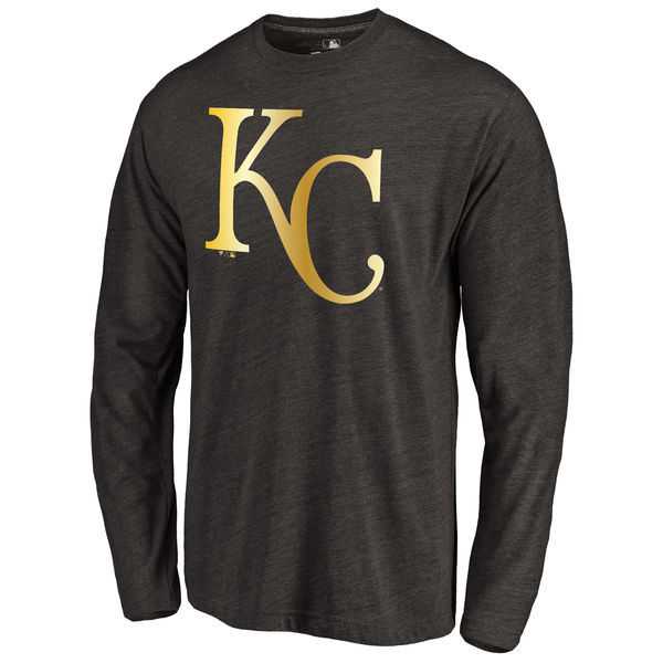 Men's Kansas City Royals Gold Collection Long Sleeve Tri-Blend T-Shirt LanTian - Black,We sell and wholesale Men's Kansas City Royals Gold Collection Long Sleeve Tri-Blend T-Shirt LanTian - Black on line form chian!