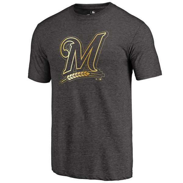 Men's Milwaukee Brewers Fanatics Apparel Gold Collection Tri-Blend T-Shirt LanTian - Black,We sell and wholesale Men's Milwaukee Brewers Fanatics Apparel Gold Collection Tri-Blend T-Shirt LanTian - Black on line form chian!