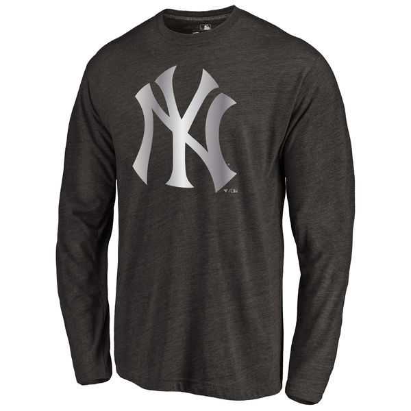 Men's New York Yankees Platinum Collection Long Sleeve Tri-Blend T-Shirt LanTian - Black,We sell and wholesale Men's New York Yankees Platinum Collection Long Sleeve Tri-Blend T-Shirt LanTian - Black on line form chian!