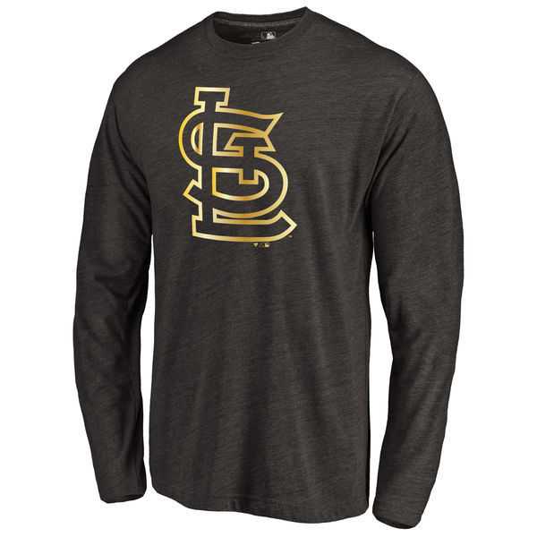 Men's St. Louis Cardinals Gold Collection Long Sleeve Tri-Blend T-Shirt LanTian - Black,We sell and wholesale Men's St. Louis Cardinals Gold Collection Long Sleeve Tri-Blend T-Shirt LanTian - Black on line form chian!