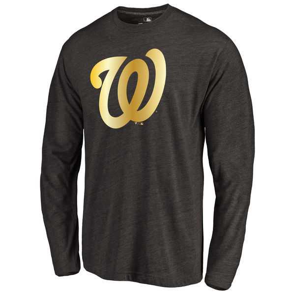 Men's Washington Nationals Gold Collection Long Sleeve Tri-Blend T-Shirt LanTian - Black,We sell and wholesale Men's Washington Nationals Gold Collection Long Sleeve Tri-Blend T-Shirt LanTian - Black on line form chian!