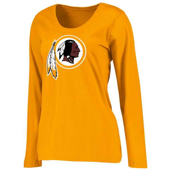 WOMEN'S WASHINGTON REDSKINS GOLD PRIMARY TEAM LOGO SLIM FIT LONG SLEEVE T-Shirt LanTian,We sell and wholesale WOMEN'S WASHINGTON REDSKINS GOLD PRIMARY TEAM LOGO SLIM FIT LONG SLEEVE T-Shirt LanTian on line form chian!