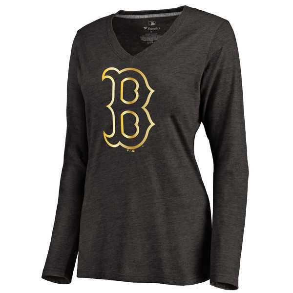 Women Boston Red Sox Gold Collection Long Sleeve Tri-Blend T-Shirt LanTian - Black,We sell and wholesale Women Boston Red Sox Gold Collection Long Sleeve Tri-Blend T-Shirt LanTian - Black on line form chian!