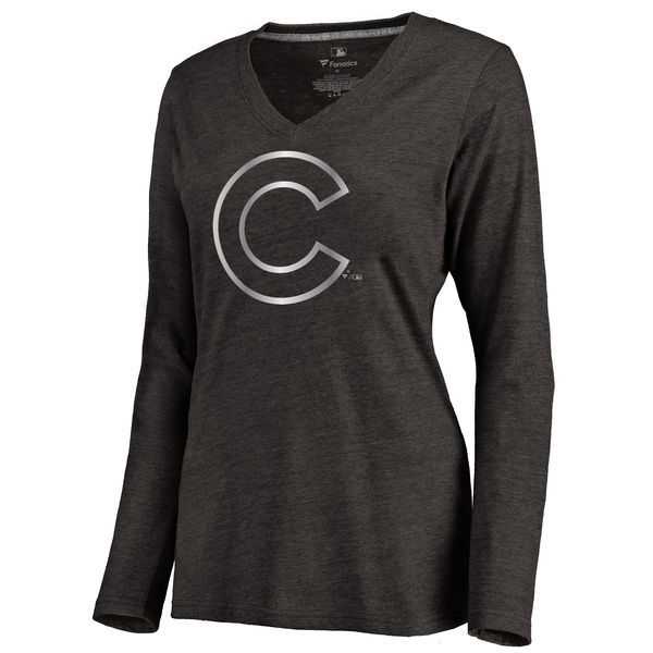 Women Chicago Cubs Platinum Collection Long Sleeve Tri-Blend T-Shirt LanTian - Black,We sell and wholesale Women Chicago Cubs Platinum Collection Long Sleeve Tri-Blend T-Shirt LanTian - Black on line form chian!