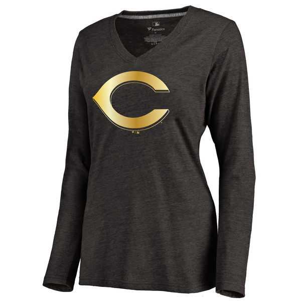 Women Cincinnati Reds Gold Collection Long Sleeve Tri-Blend T-Shirt LanTian - Black,We sell and wholesale Women Cincinnati Reds Gold Collection Long Sleeve Tri-Blend T-Shirt LanTian - Black on line form chian!