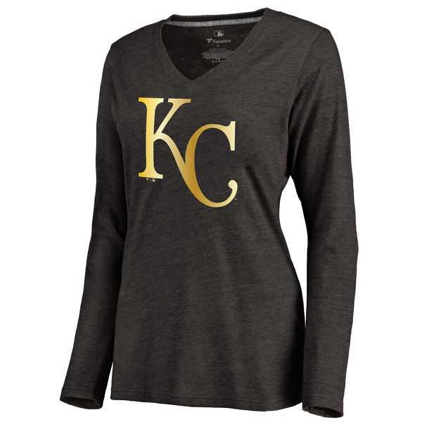 Women Kansas City Royals Gold Collection Long Sleeve Tri-Blend T-Shirt LanTian - Black,We sell and wholesale Women Kansas City Royals Gold Collection Long Sleeve Tri-Blend T-Shirt LanTian - Black on line form chian!