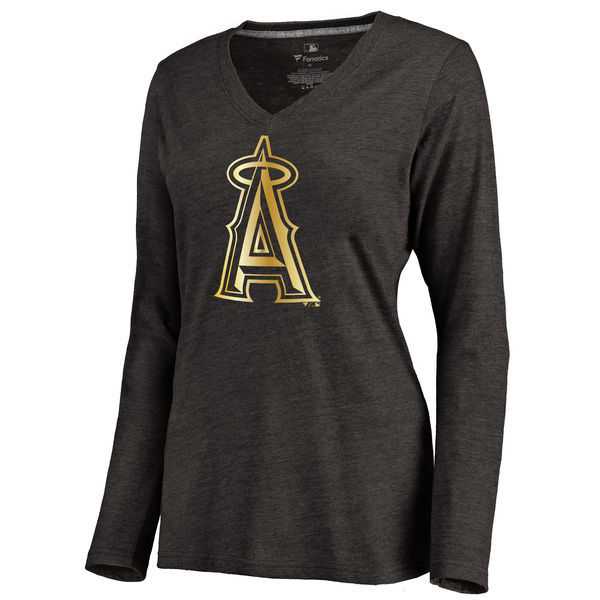 Women Los Angeles Angels of Anaheim Gold Collection Long Sleeve Tri-Blend T-Shirt LanTian - Black,We sell and wholesale Women Los Angeles Angels of Anaheim Gold Collection Long Sleeve Tri-Blend T-Shirt LanTian - Black on line form chian!