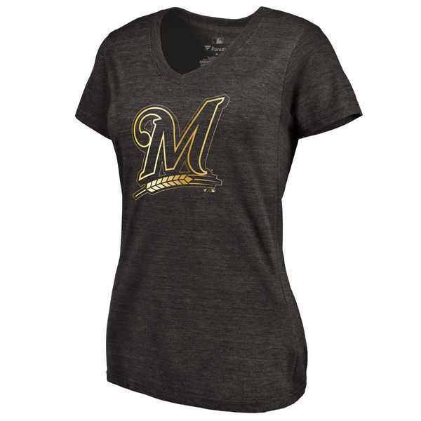Women Milwaukee Brewers Fanatics Apparel Gold Collection Tri-Blend T-Shirt LanTian - Black,We sell and wholesale Women Milwaukee Brewers Fanatics Apparel Gold Collection Tri-Blend T-Shirt LanTian - Black on line form chian!