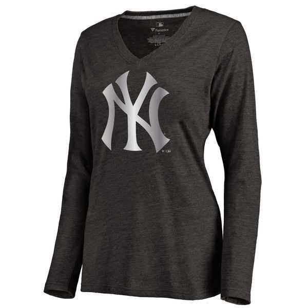 Women New York Yankees Platinum Collection Long Sleeve Tri-Blend T-Shirt LanTian - Black,We sell and wholesale Women New York Yankees Platinum Collection Long Sleeve Tri-Blend T-Shirt LanTian - Black on line form chian!